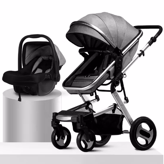 Wholesale High Quality 3 in 1 Baby Prams Luxury Large Wheels High Landscape Baby Stroller