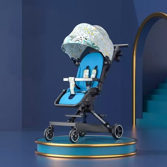 Cochecito plegable de cuatro ruedas para bebé, asiento con vista alta, portátil, dos